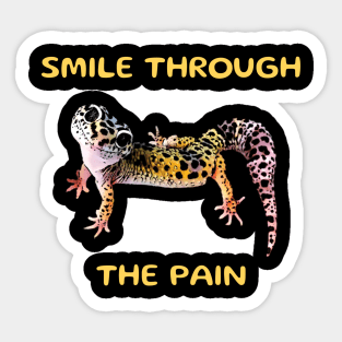 Leopard Gecko Smile Through the Pain Funny Pet Lizard Lover Sticker